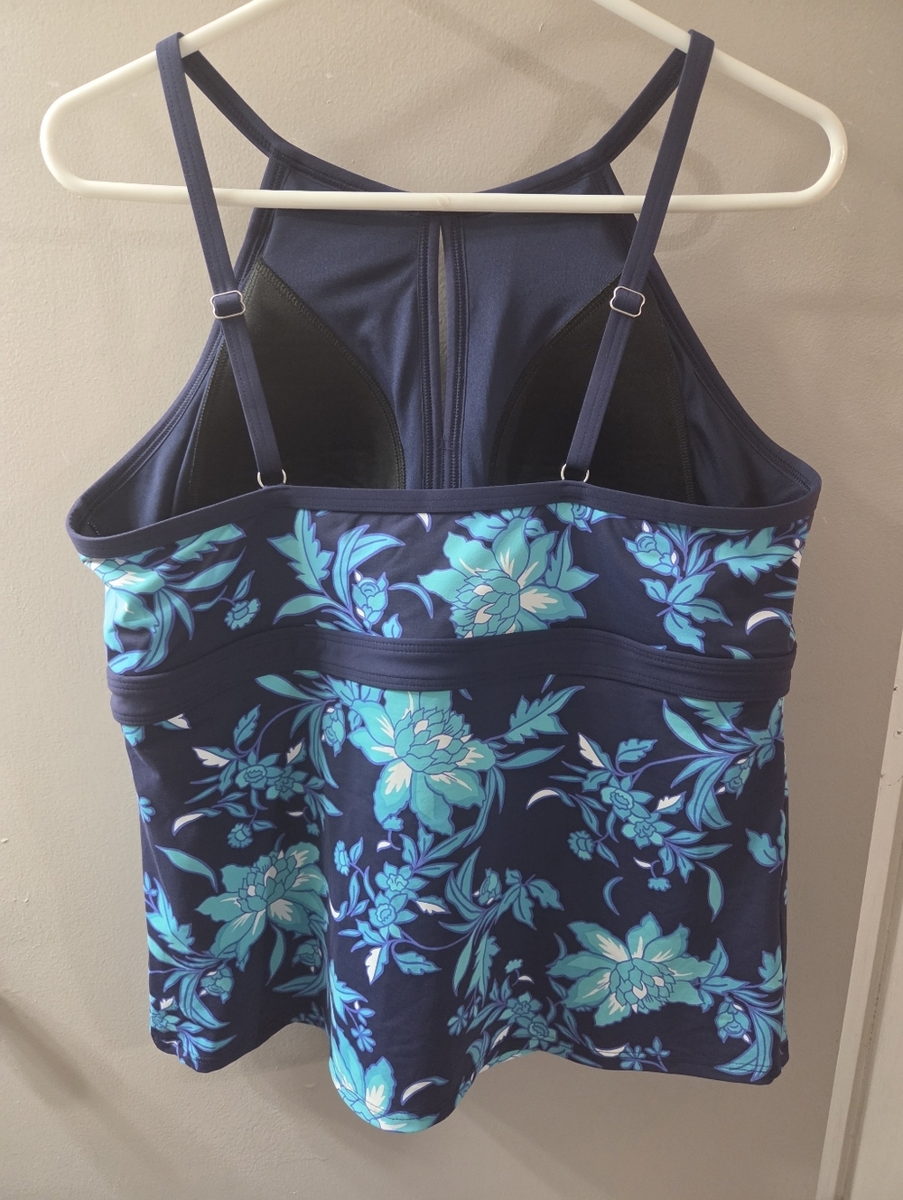Lands End Ladies Gorgeous Navy/teal Floral Tankini Top. Sz 16 NWOT - Picture 7 of 7